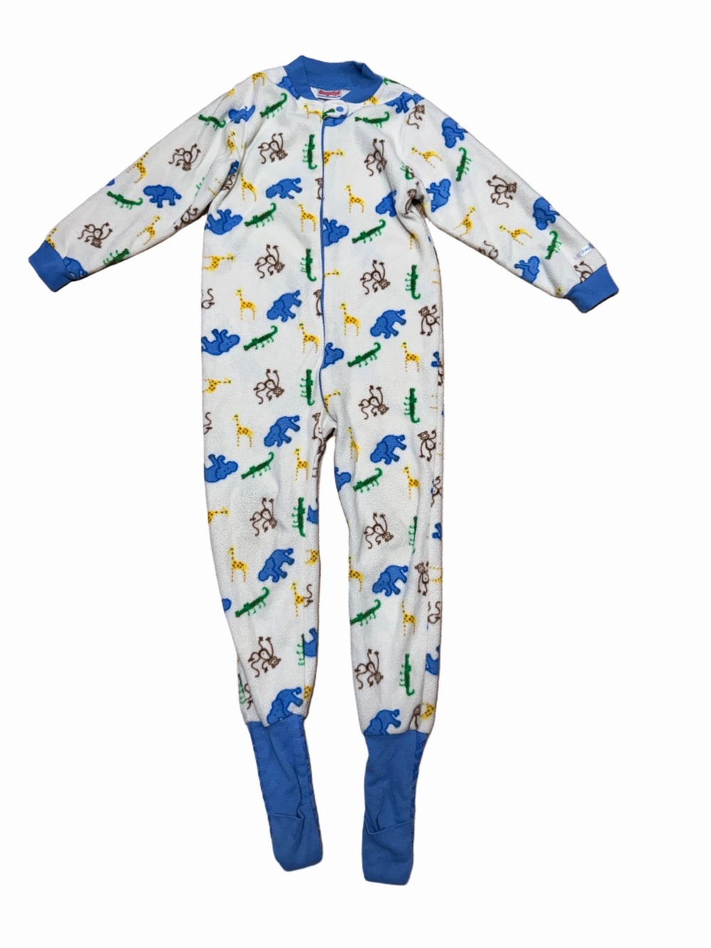Snugabye Convert-A-Foot 5T Blue Fleece Animal Print Convertible Footed Sleeper